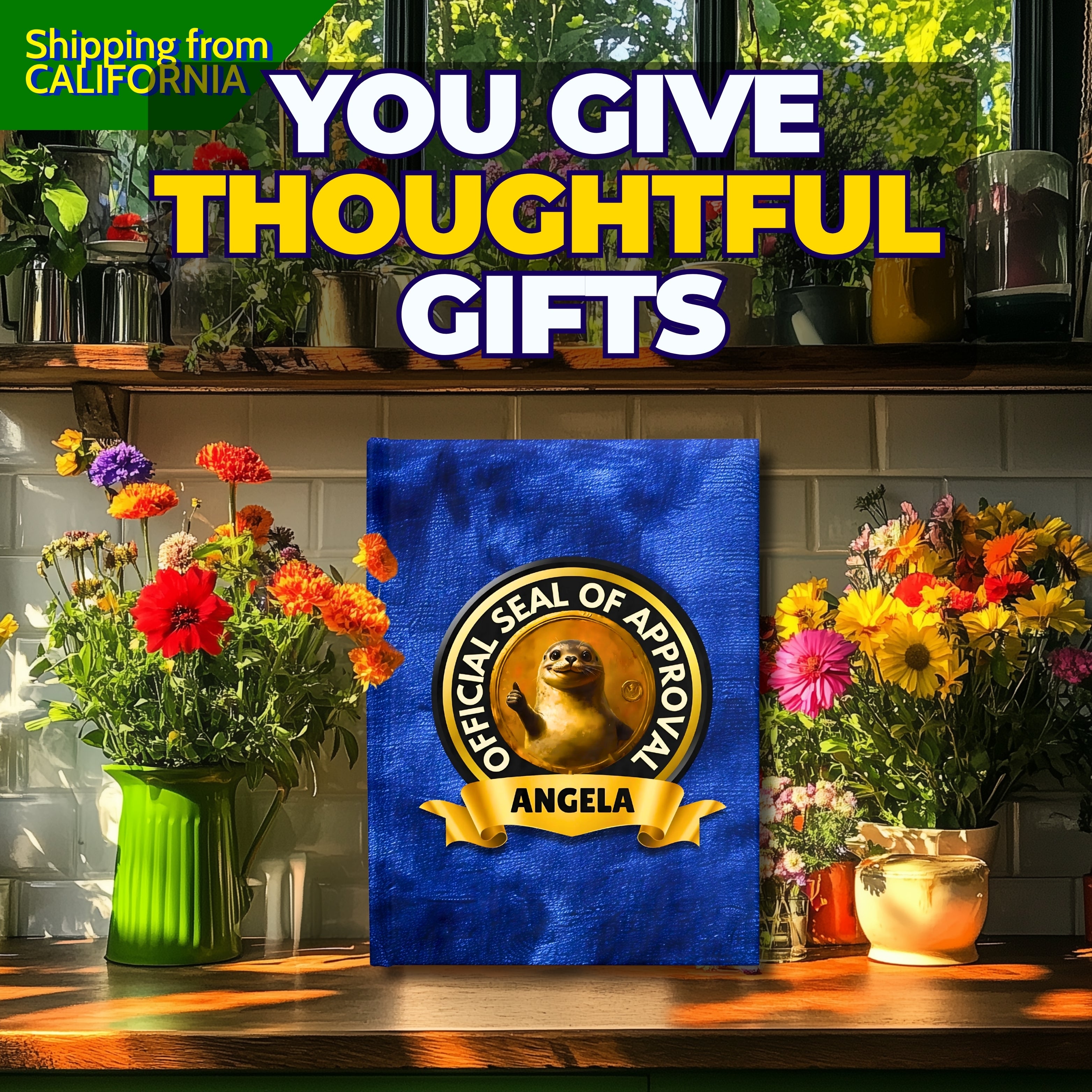 Custom Name "Seal of Approval" Funny Pun Journal | Personalized Hardcover Notebook