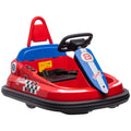 Aosom Toddler Bumper Car, 360° Rotation 6V Kids Electric Ride on Bumper Car with EVA Bumper Edges, Twins Motor, Songs, Horn, LED Lights, Safety Belt for 18-48 Months, Red