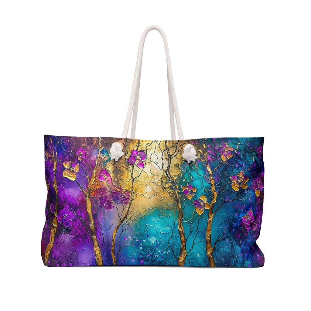 Abstract Tree Blossom Weekender Bag: Faux 3D Art Travel Tote