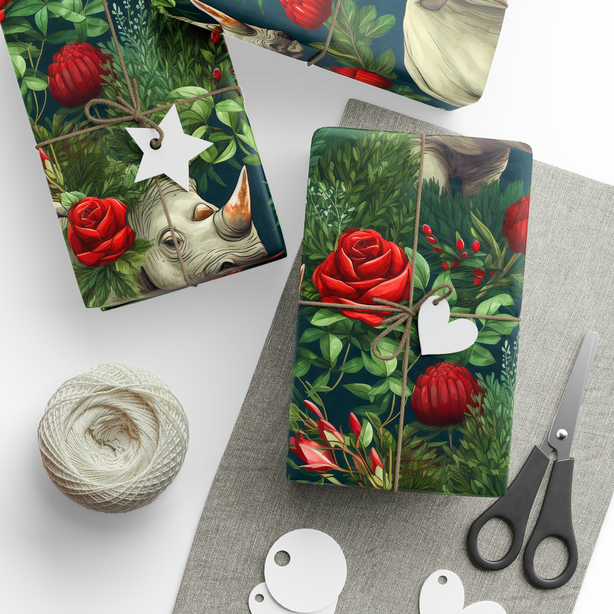 Floral Rhinoceros Wrapping Paper Rolls from The Curated Goose