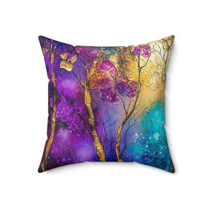 Faux Suede Square Pillow | Colorful Abstract Throw Pillow