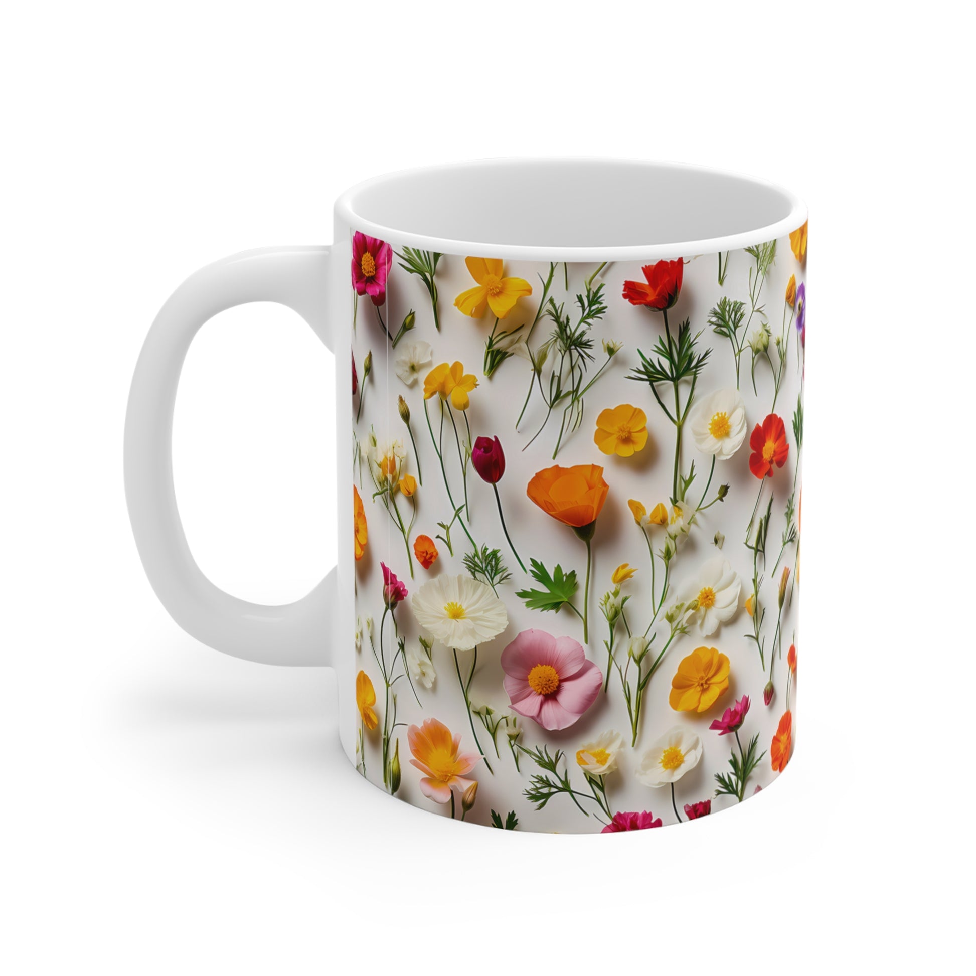 Coffee Mug | Colorful Wildflowers on White (11oz) from The Curated Goose