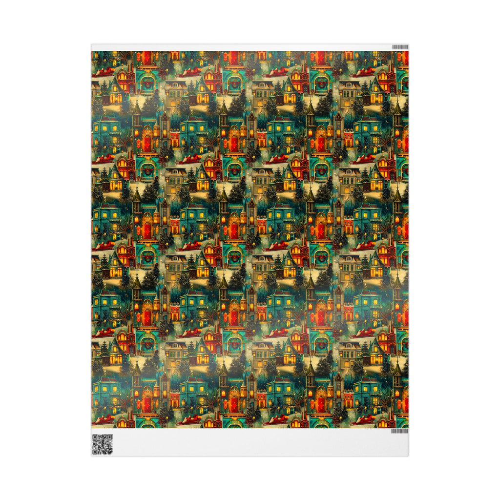 Vintage Victorian Santa in Festive Neighborhood Wrapping Paper – Luxurious & One-of-a-Kind Holiday Magic