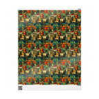 Vintage Victorian Santa in Festive Neighborhood Wrapping Paper – Luxurious & One-of-a-Kind Holiday Magic