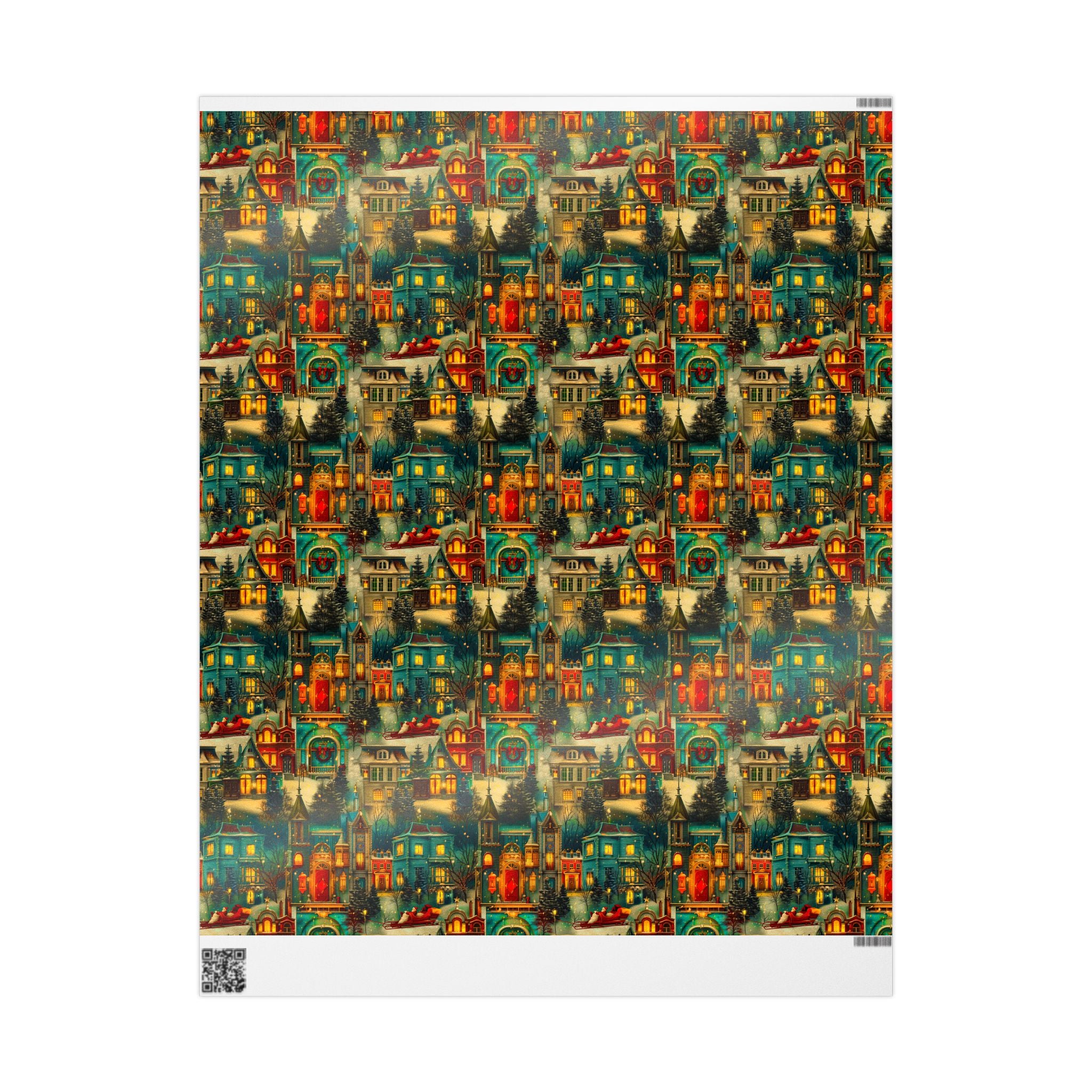 Vintage Victorian Santa in Festive Neighborhood Wrapping Paper – Luxurious & One-of-a-Kind Holiday Magic