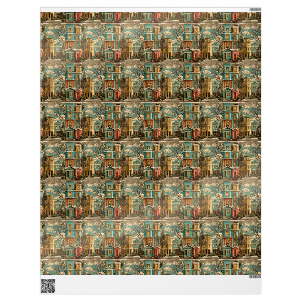 A New vintage Victorian Christmas Town Wrapping Paper from The Curated Goose
