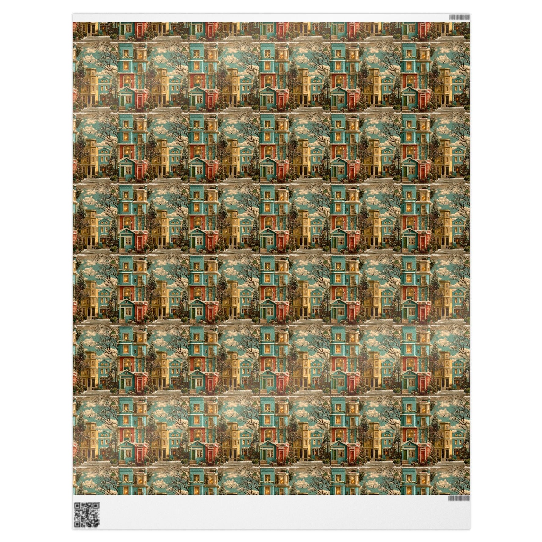 A New vintage Victorian Christmas Town Wrapping Paper from The Curated Goose