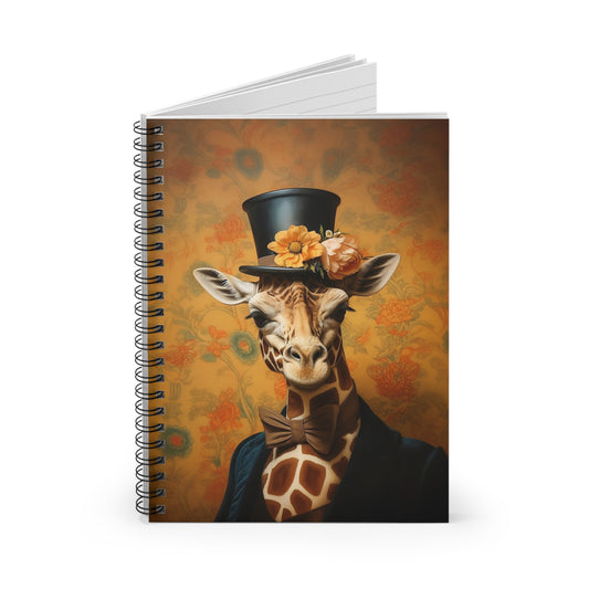 Victorian Giraffe in Blue Suit Portrait Notebook Journal: A Spiral Bound Notebook Featuring a Victorian Giraffe Portrait