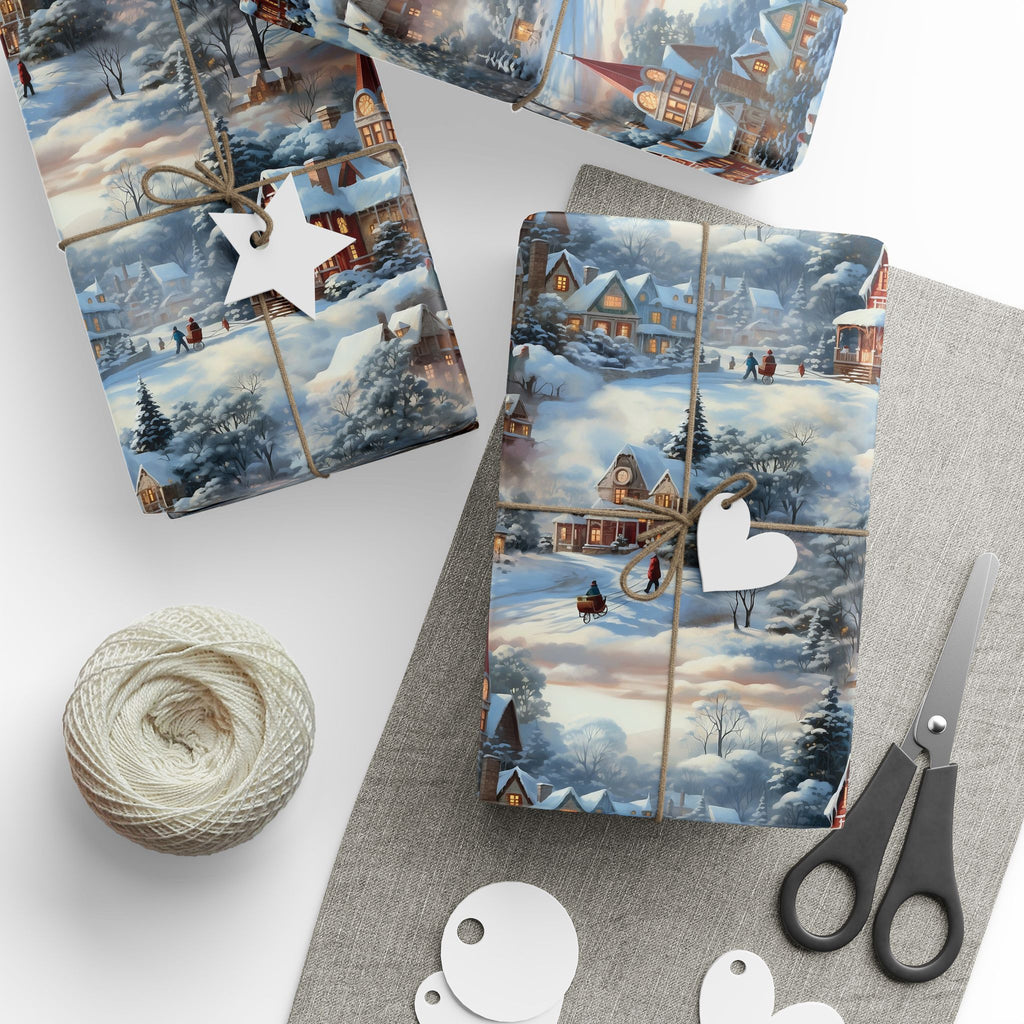 Vintage Christmas Wrapping Paper: Nostalgic Winter Sled Design