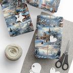Vintage Christmas Wrapping Paper: Nostalgic Winter Sled Design