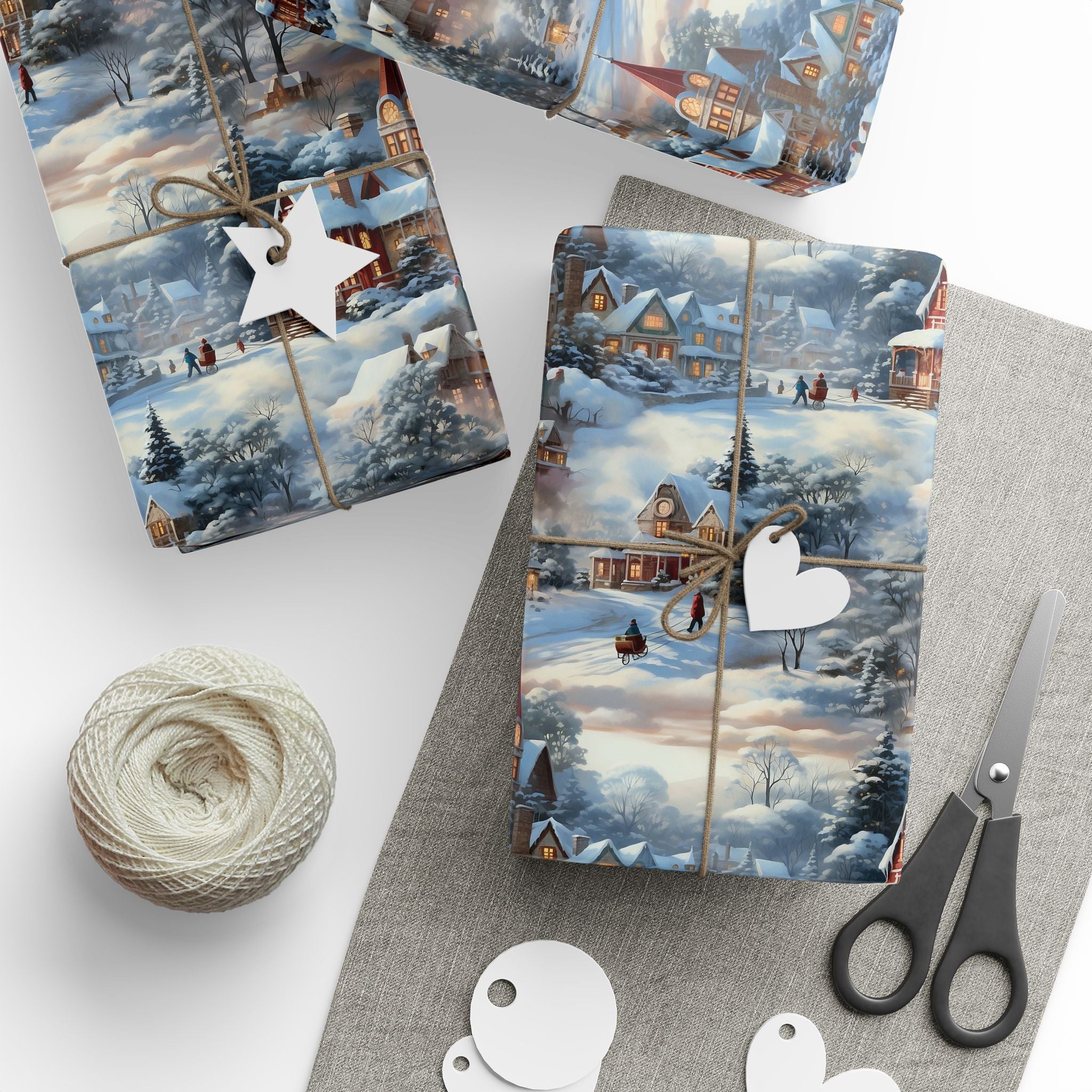 Vintage Christmas Wrapping Paper: Nostalgic Winter Sled Design