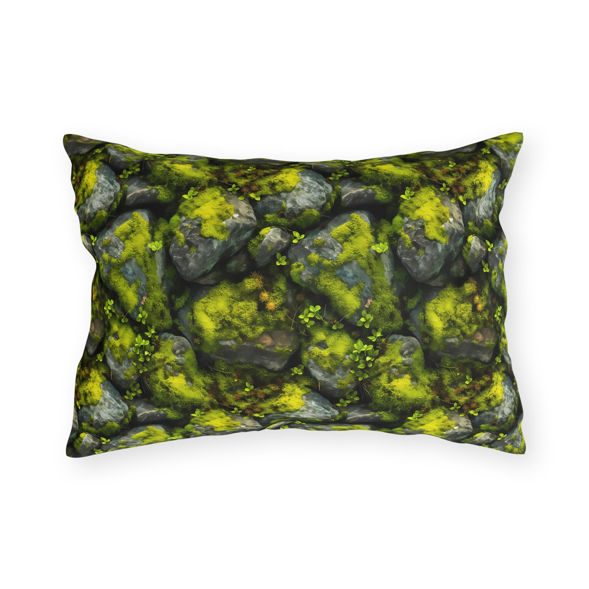 Outdoor Pillow | Moss Covered Rocks Throw Pillow