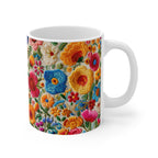 Coffee Mug | Large Embroidery Flowers Design | Granny Chic Floral Mug from The Curated Goose