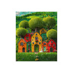 Crushed Velvet Blanket | Colorful Houses and Trees