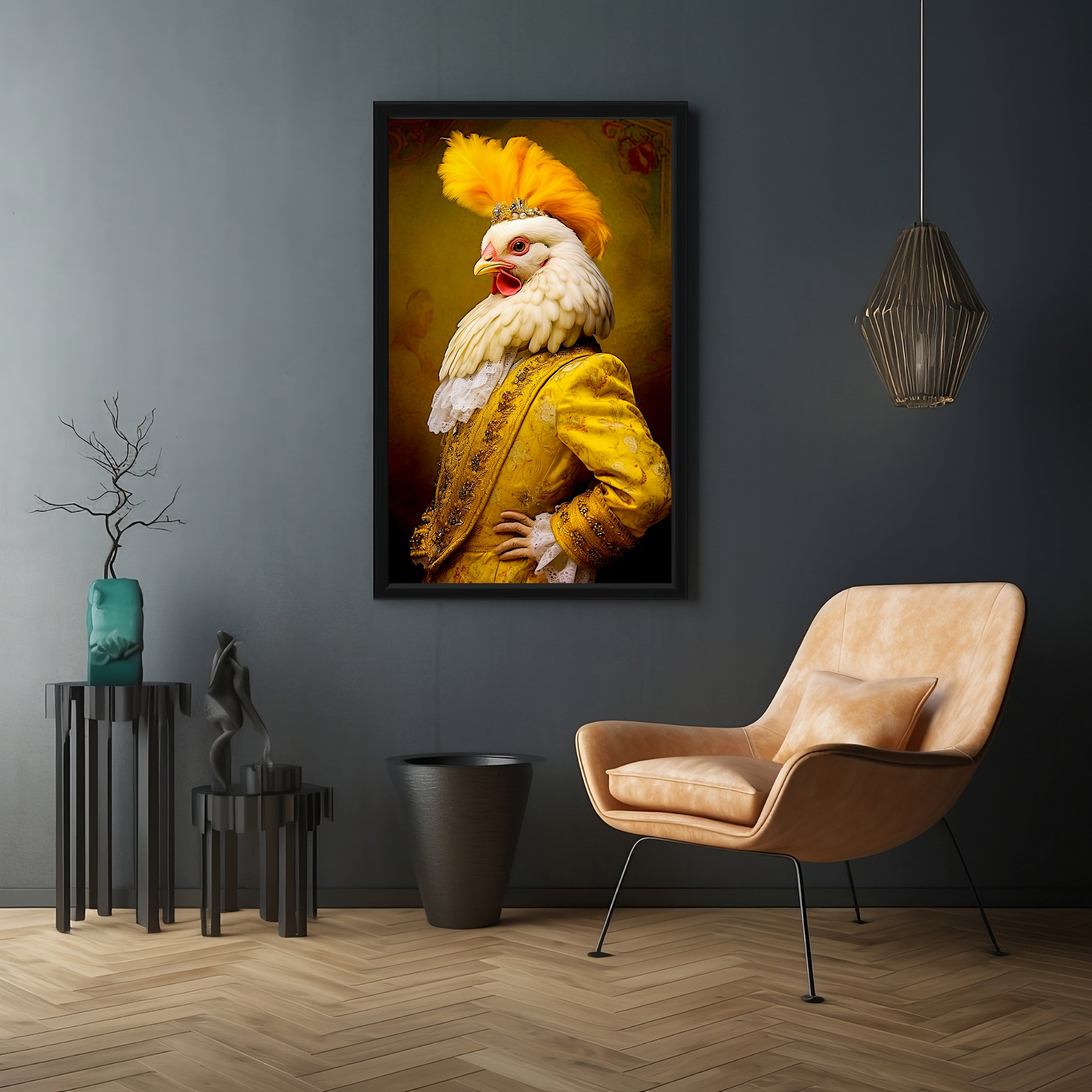 Renaissance Style Rooster Portrait Art Print | Victorian Animals in Costumes | Silly Animal Art Print from The Curated Goose