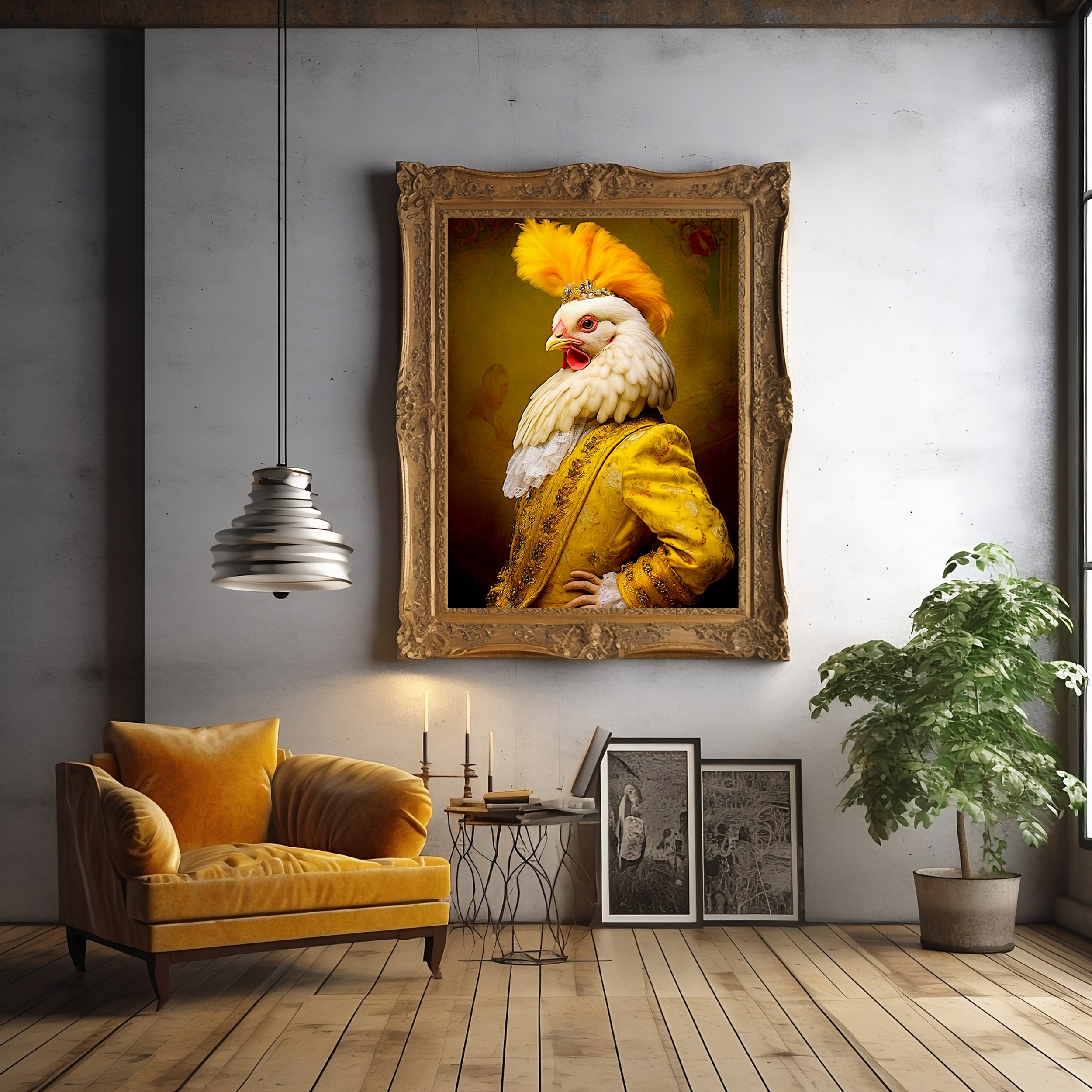 Renaissance Style Rooster Portrait Art Print | Victorian Animals in Costumes | Silly Animal Art Print from The Curated Goose