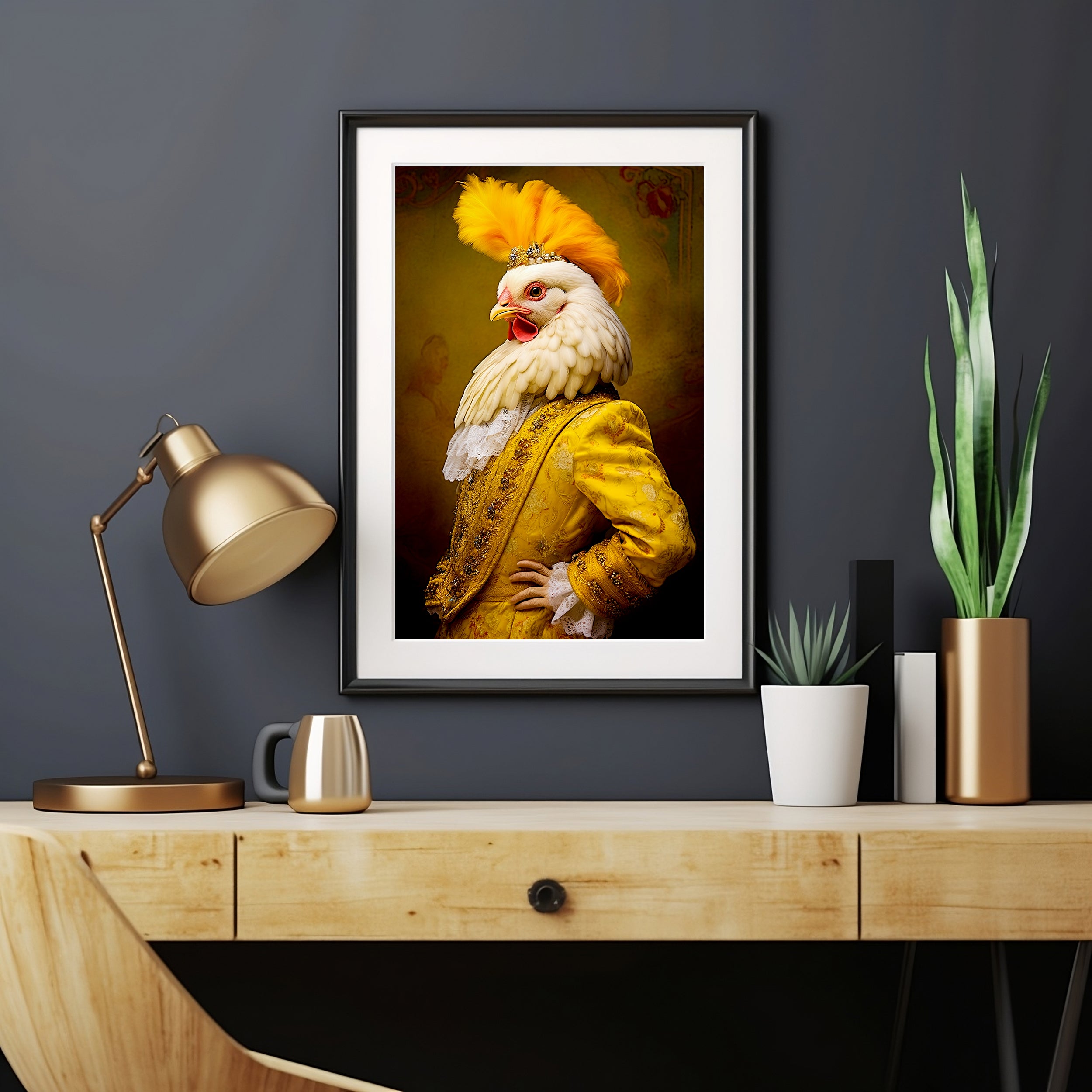 Renaissance Style Rooster Portrait Art Print | Victorian Animals in Costumes | Silly Animal Art Print from The Curated Goose