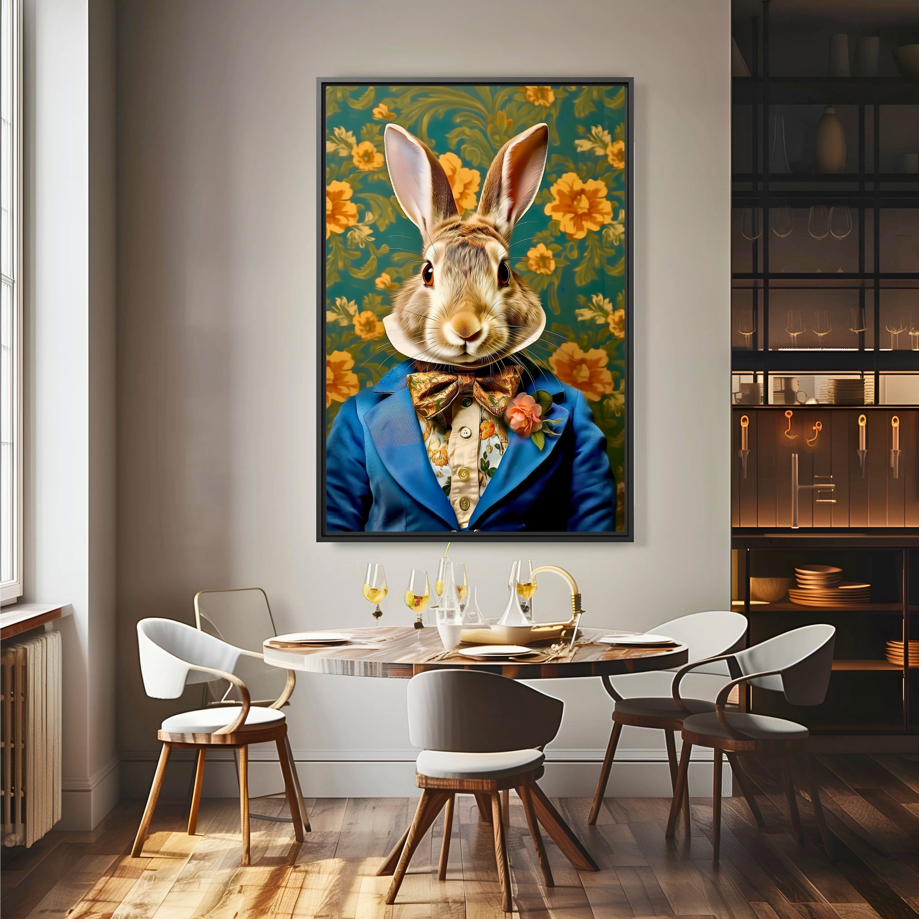 Victorian Rabbit Animal Portrait Wall Art Print | Fine Art Paper or Canvas Print
