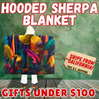 Hooded Sherpa Blanket | Neon Jungle
