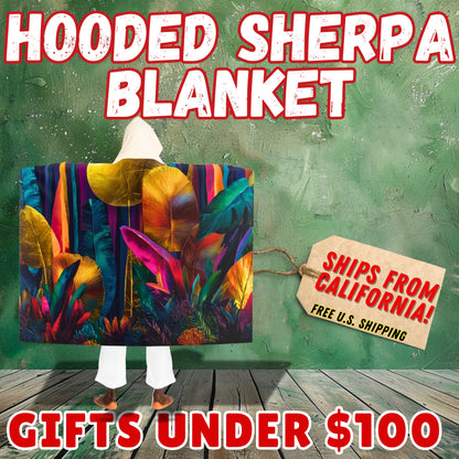 Hooded Sherpa Blanket | Neon Jungle