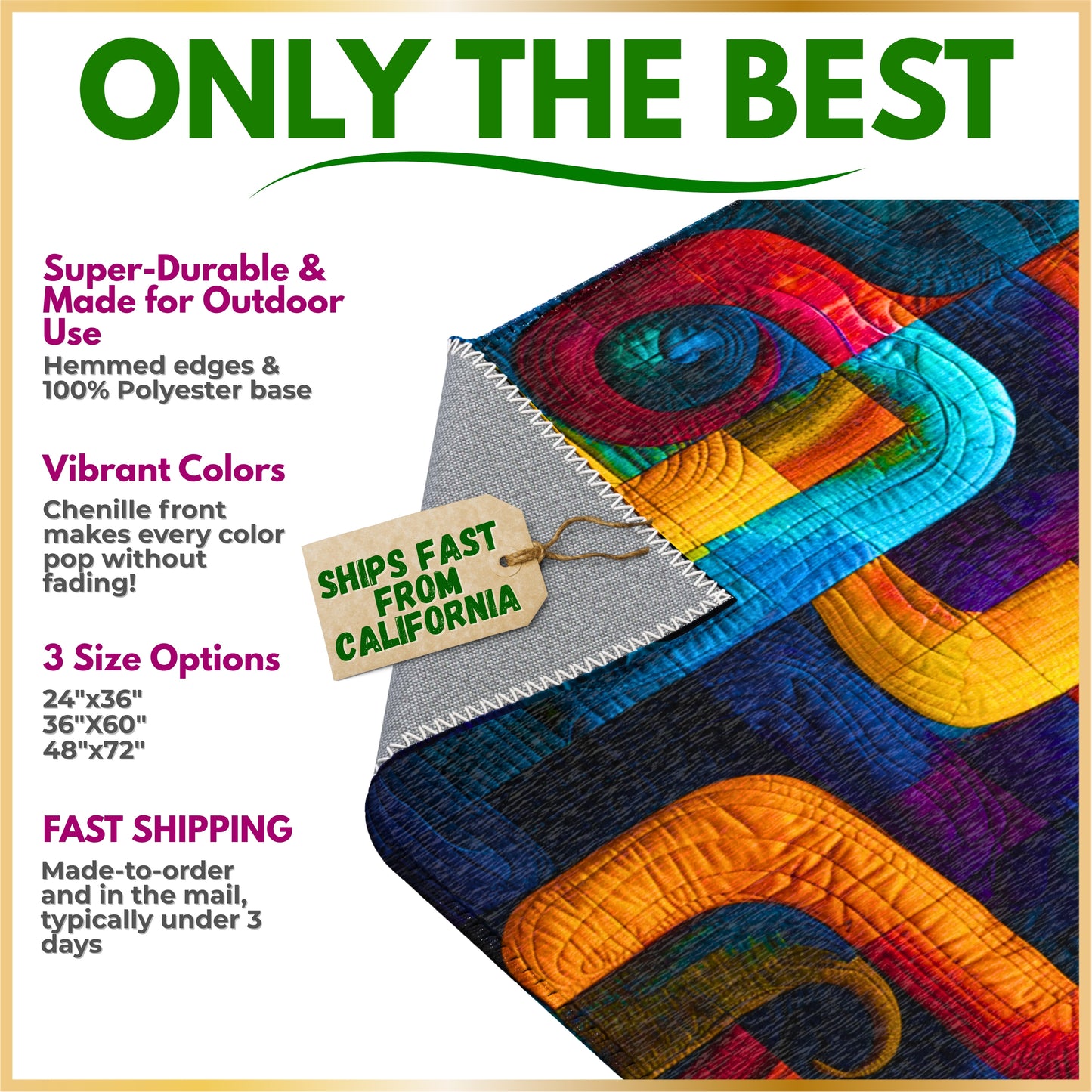 Abstract Colorful Playroom Rug – Modern Kids Rug – Washable, Safe & Fun Design in 5 Sizes