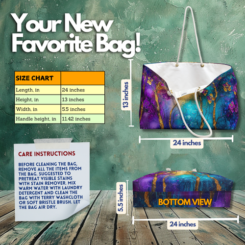 Abstract Tree Blossom Weekender Bag: Faux 3D Art Travel Tote