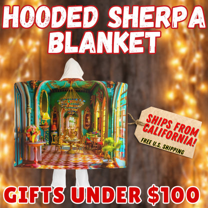 Hooded Sherpa Fleece Blanket | Castle Interior Room