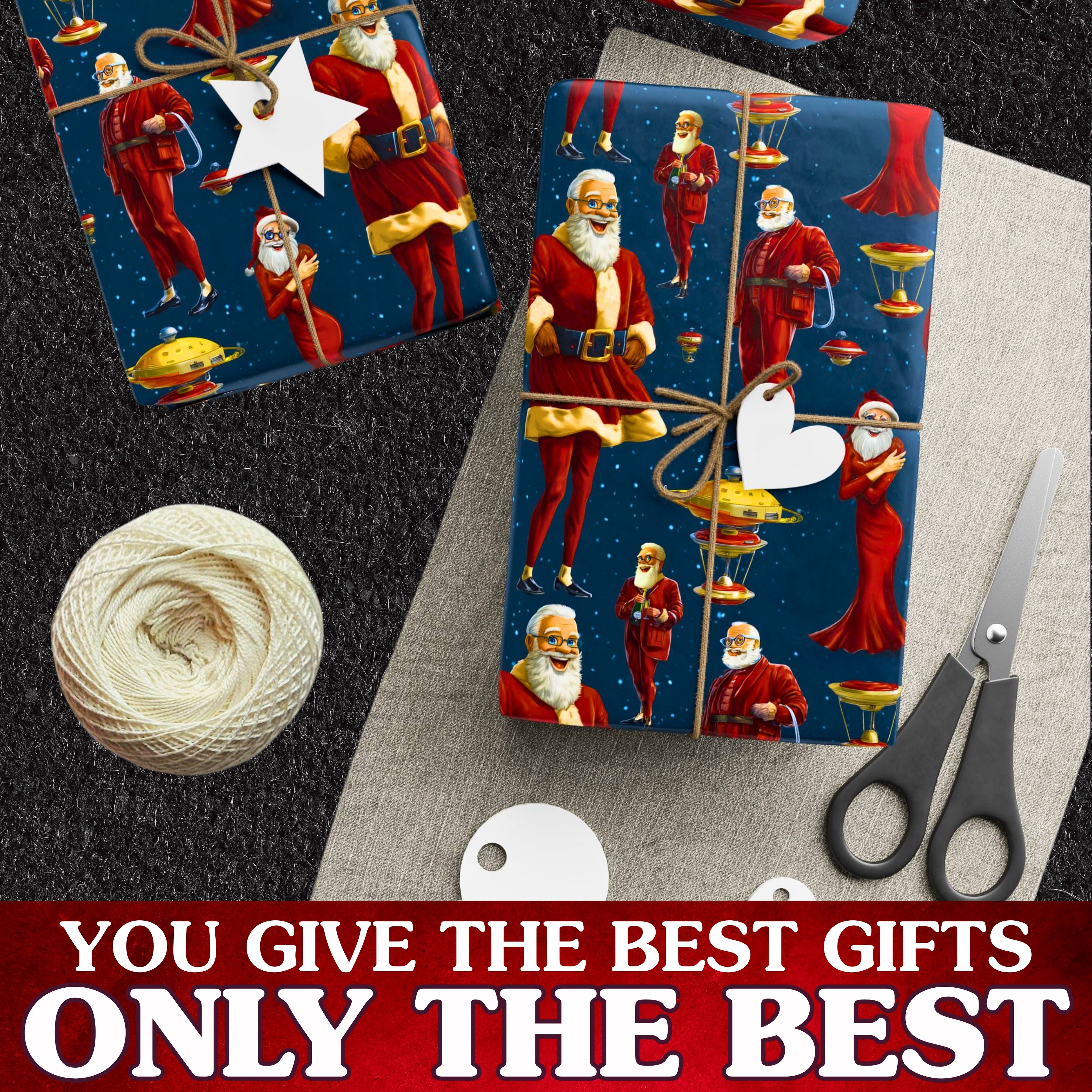 Festive Inclusive Santa in Dress Wrapping Paper Rolls for Holidays