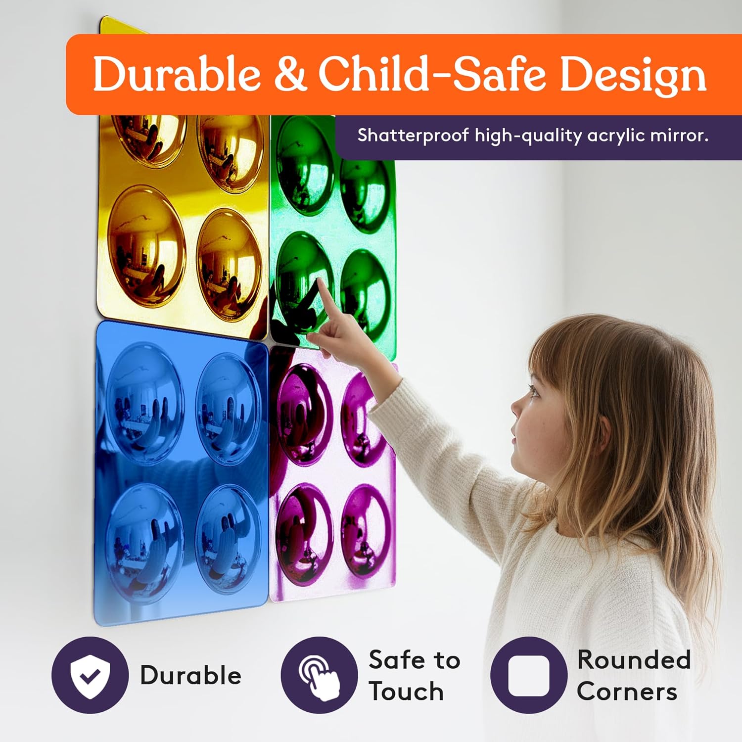 Special Supplies Sensory Bubble Wall Mirror - Interactive Colorful Acrylic Mirrors for Wall Decoration and Sensory Toys for Kids Classroom or Home - Room Decor -Visual, Tactile Stimulation - (4)