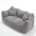 Comfortable Dual Beanbag Chair with High Resilience Foam Core for Two People in Grey Chenille