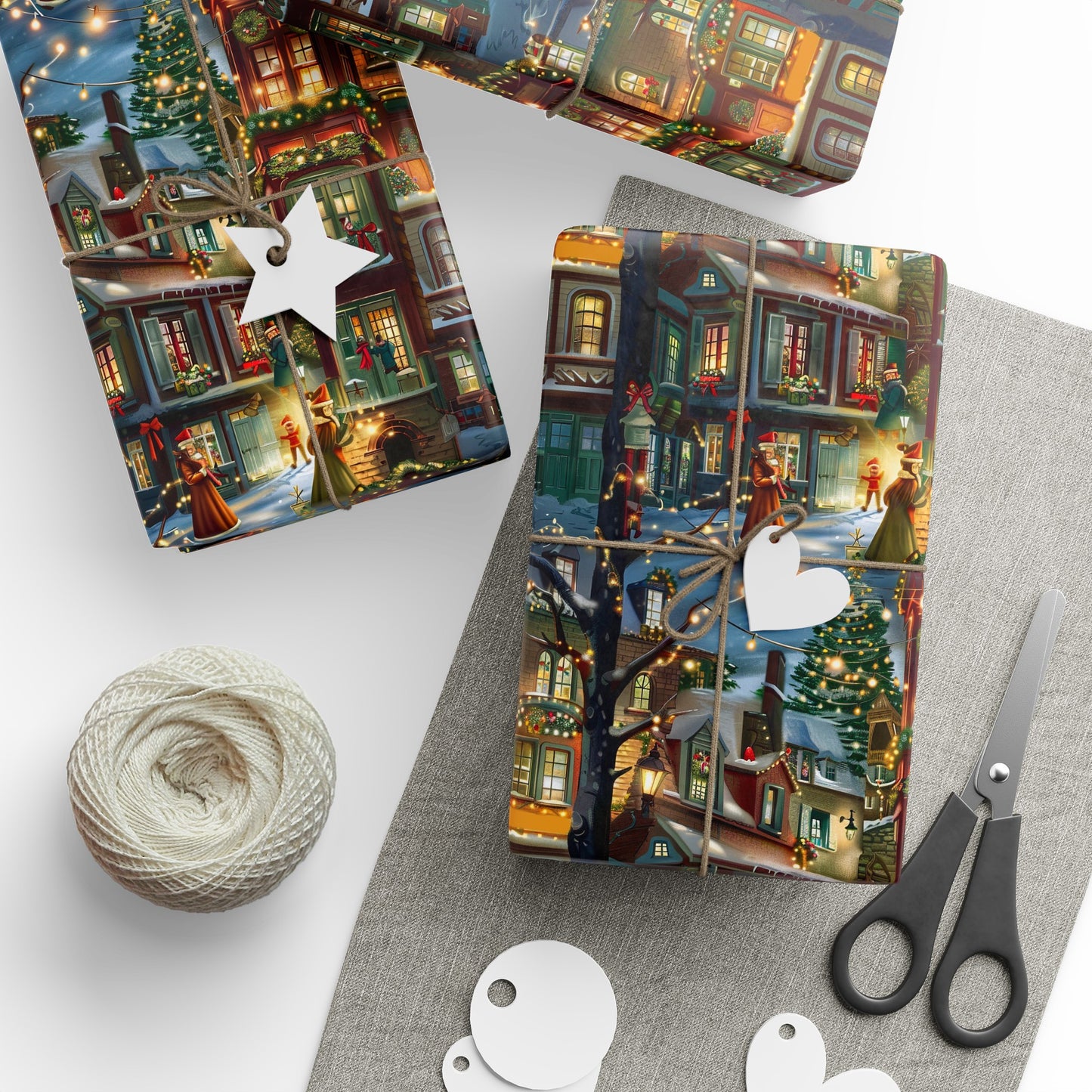 Victorian Christmas Winter Village Wrapping Paper