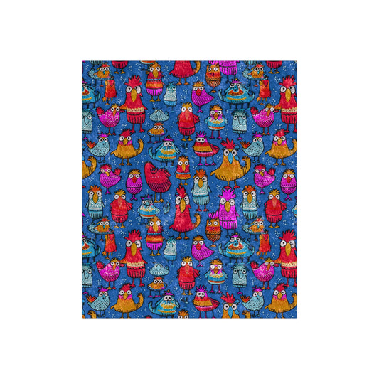 Crushed Velvet Blanket | Whimsical Colorful Chickens