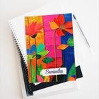 Personalized Name Abstract Flowers Journal – Customizable Colorful Flowers Notebook Gift