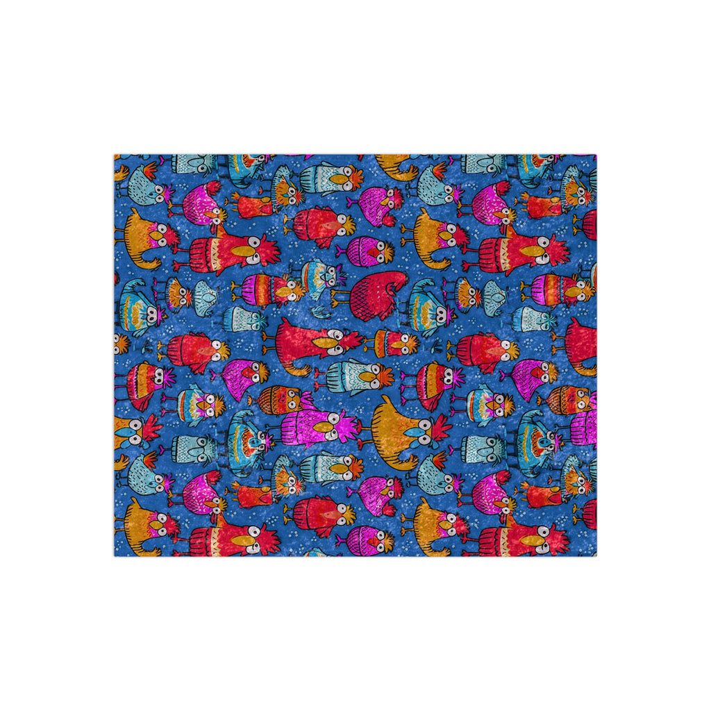 Crushed Velvet Blanket | Whimsical Colorful Chickens