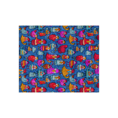 Crushed Velvet Blanket | Whimsical Colorful Chickens