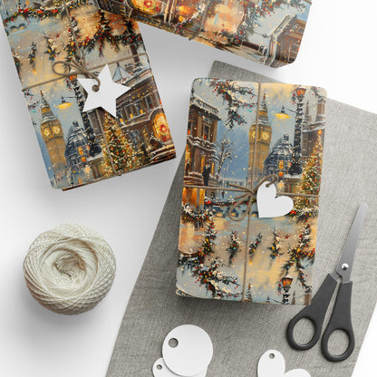 Snowy London Big Ben Wrapping Paper | Beautiful Victorian Winter Gift Wrap