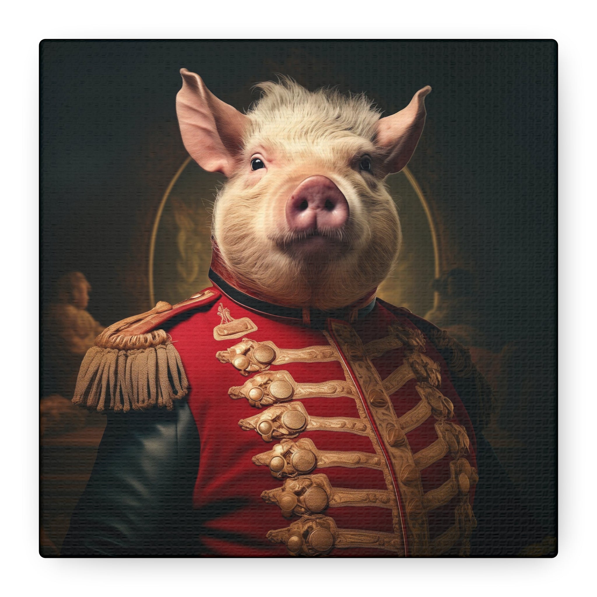 Victorian Pig Soldier "General Sow" Gallery Wrap Canvas
