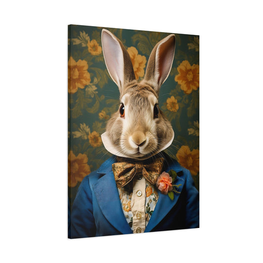 Victorian Rabbit Portrait Canvas 1.25 | Vintage Victorian Cottagecore Rabbit Wall Decor