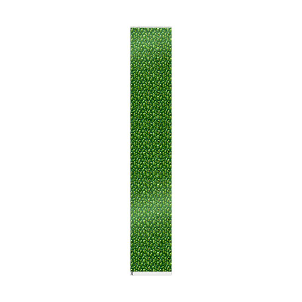 Cartoon Pickle Wrapping Paper: Quirky Green Gift Wrap