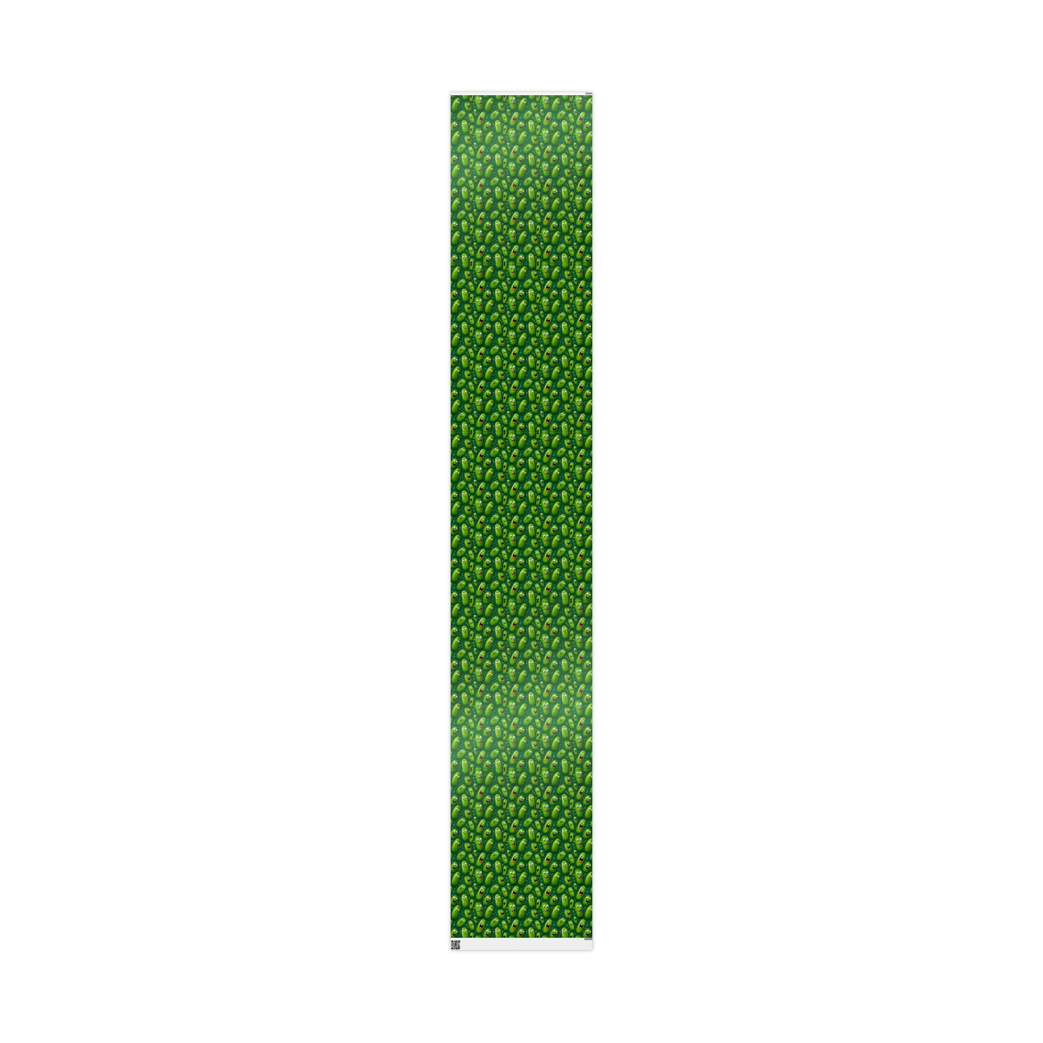 Cartoon Pickle Wrapping Paper: Quirky Green Gift Wrap