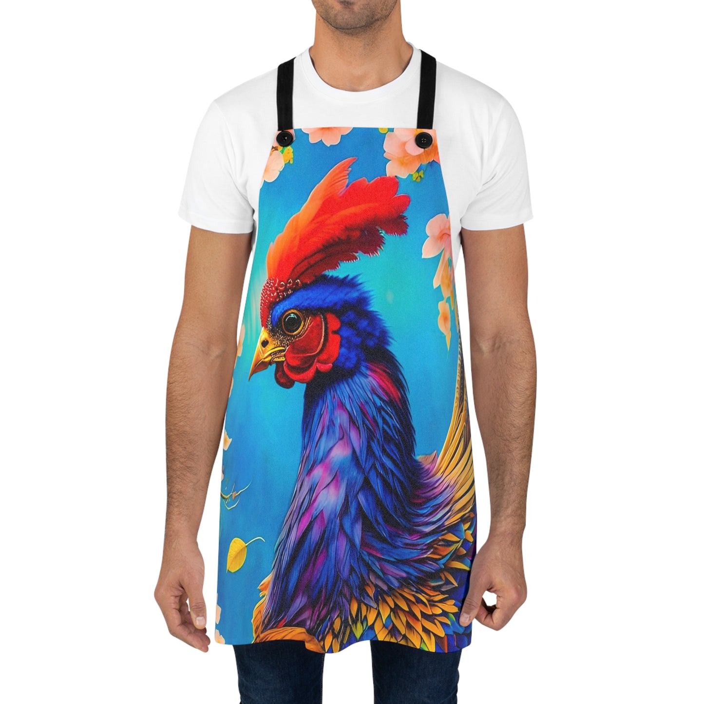 Abstract Blue Rooster Apron / Renaissance Chicken Rooster Apron / Christmas Gift for Chef