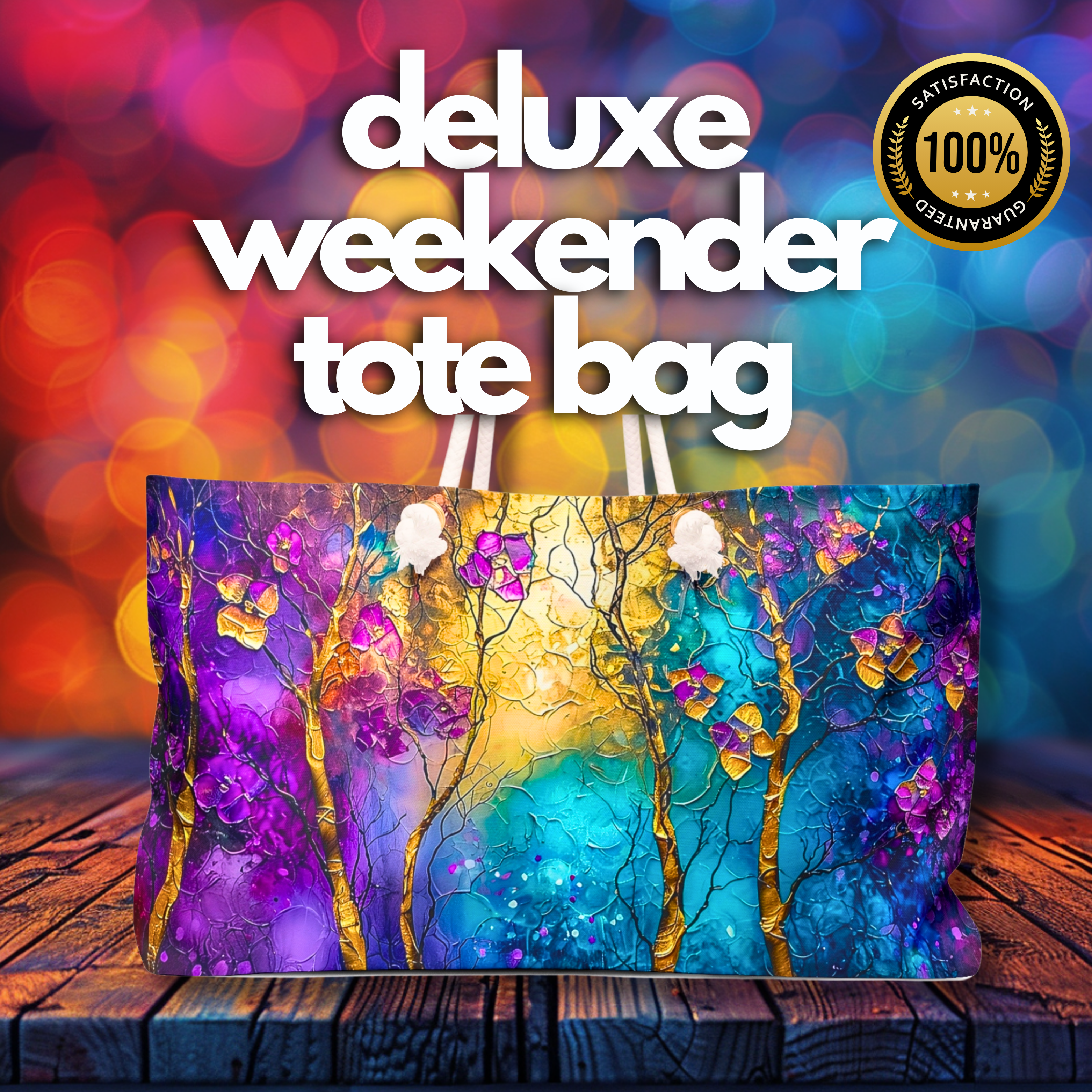 Abstract Tree Blossom Weekender Bag: Faux 3D Art Travel Tote