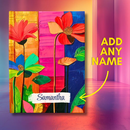 Personalized Name Abstract Flowers Journal – Customizable Colorful Flowers Notebook Gift