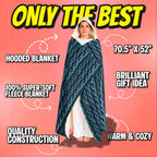Faux Cable Knit Hooded Sherpa Blanket - Blue