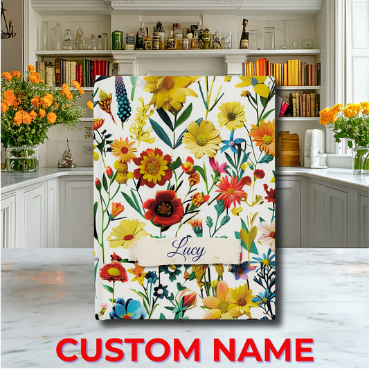 Custom Name Elegant Wildflowers Journal | Custom Floral Hardcover Notebook | Unique Gift for Her