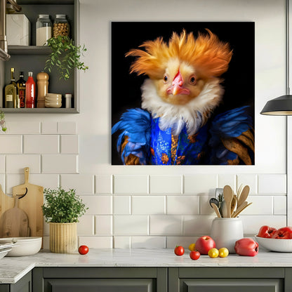 Large Chicken Canvas Art | Victorian Royal Chicken Portrait Canvas
