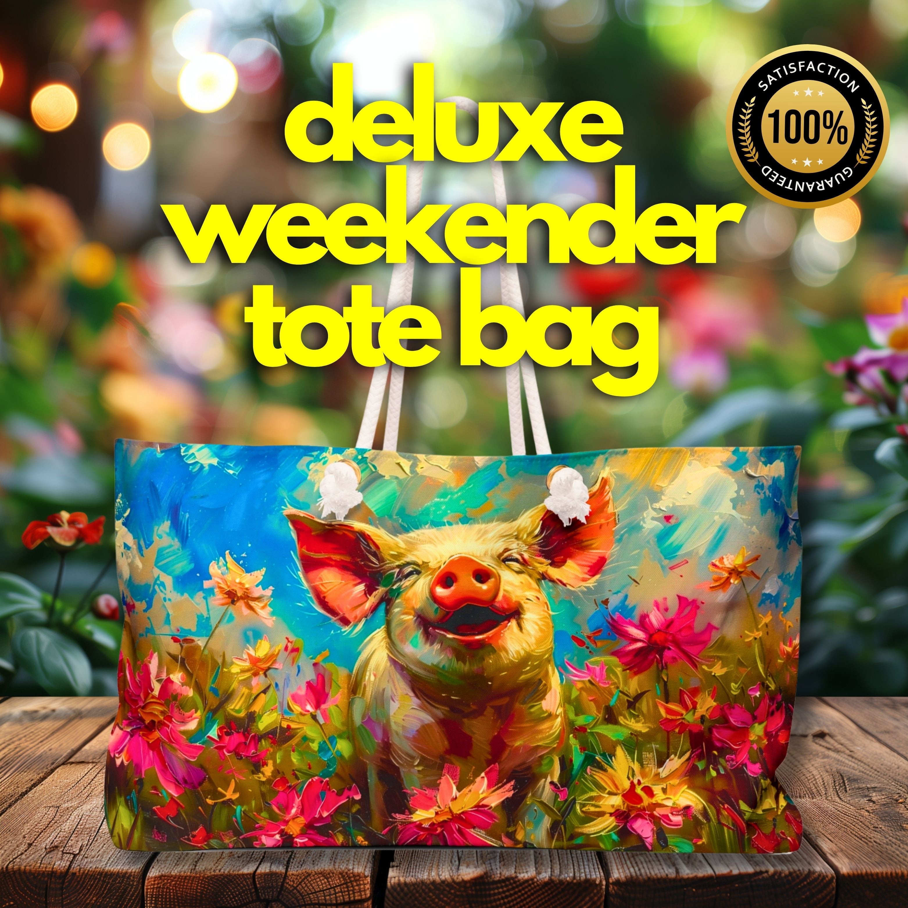 Spring Pig Shopper Bag: Floral Sunshine Weekender