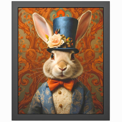 Victorian Bunny Art Print – Dapper Rabbit Portrait, Vintage Animal Art, Canvas or Framed Print, Whimsical Wall Art, Regency Hare Decor