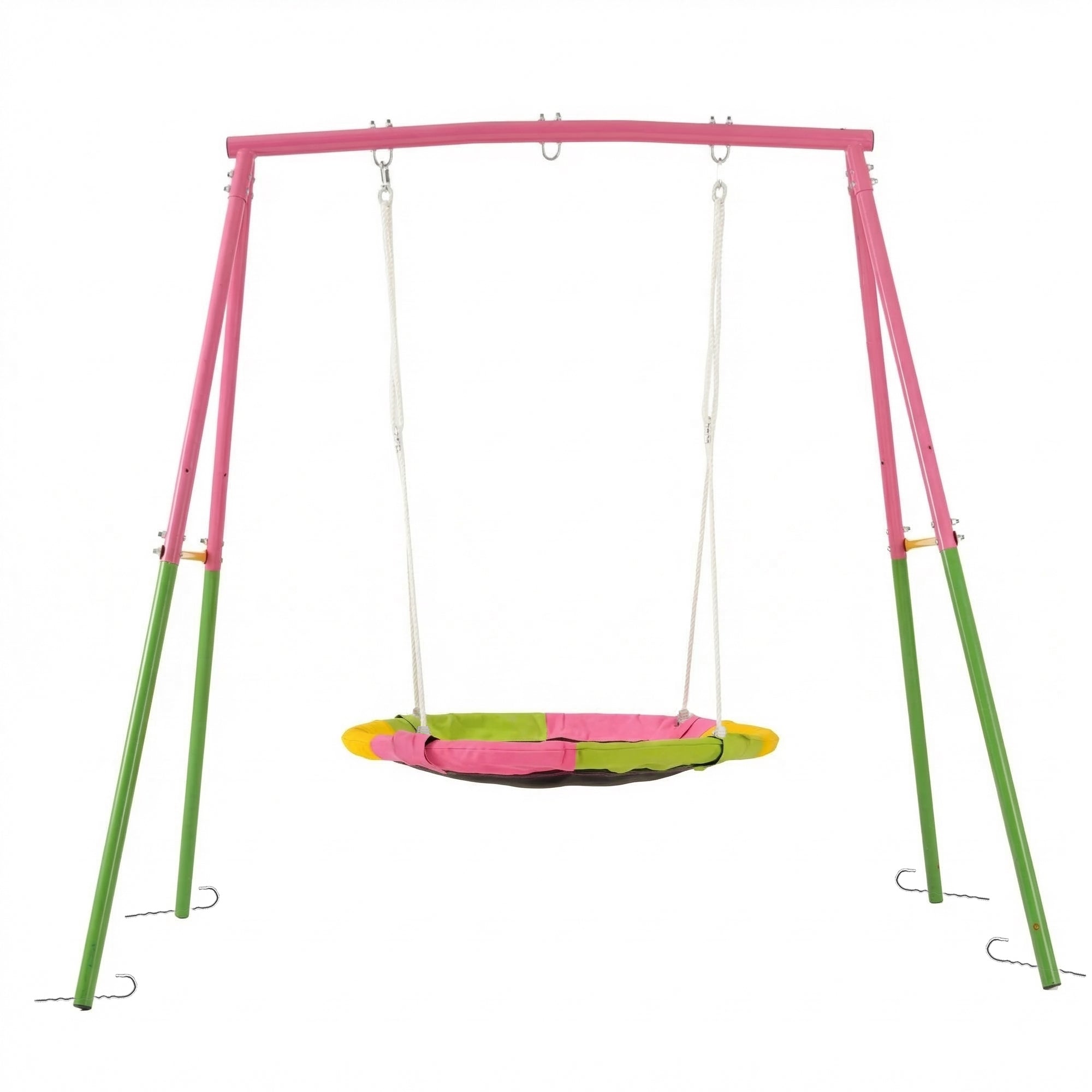 Flying Saucer Swing Set with Heavy Duty A-Frame Metal Swing Stand, Full Steel, Outdoor for Kids, Backyard, Playground, Outdoor