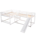 Cubix Full and Twin L-Shaped Bunk Bed with Slide and Short Ladder, White